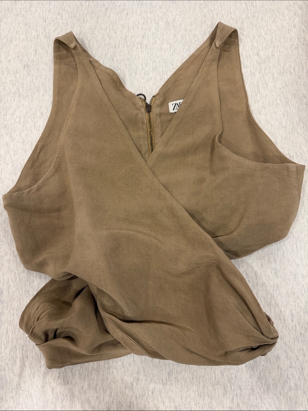 Zara Tan Wrap-Front Sleeveless Camisole